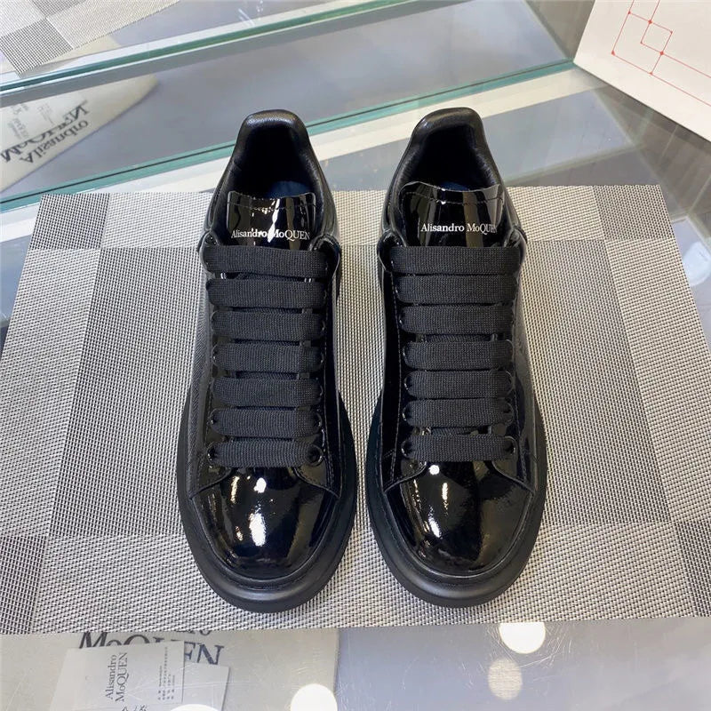 Sneakers Casual Men Designer Board Shoes Fashion Patent Leather/Denim Breathable Increased Internal Flat Platform Punk Shoes