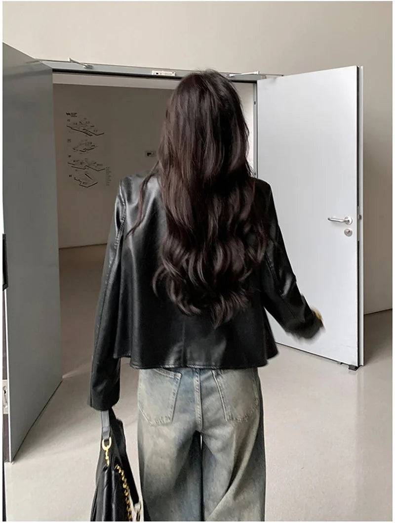 Small Fragrance Leather Jacket Women's Spring Autumn 2026New PU Leather Coat Lady Short High Sense Outerwear Popular Female Tops