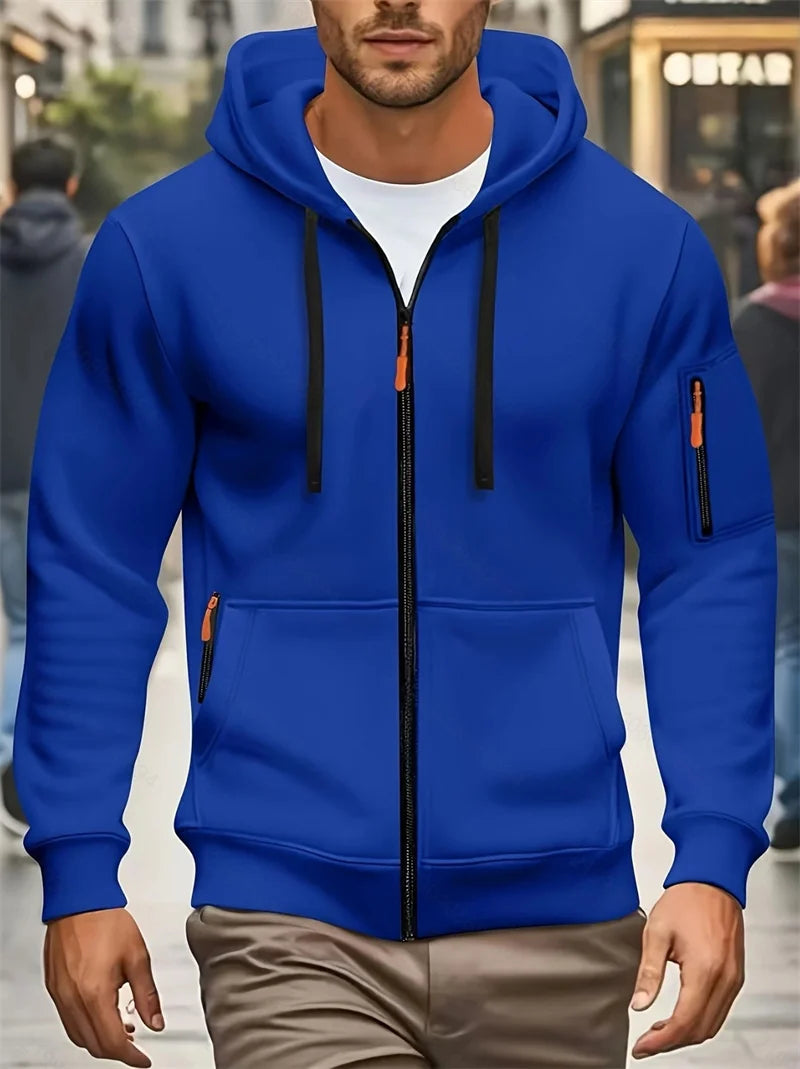 Men's Autumn Winter Hoodies Long Sleeve Sweatshirt Zipper Design Hooded Sweatshirt Men Sportswear Slim Fit Casual coat men tops