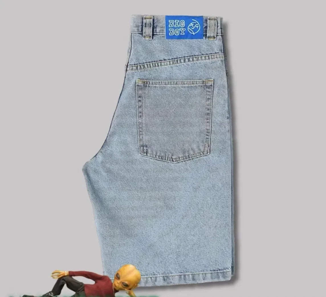 Y2K Baggy Jeans Embroidery Big boy Short for Men Streetwear Denim Leisure Short Mujer Hot Traf Men shorts jean Skate jeans men