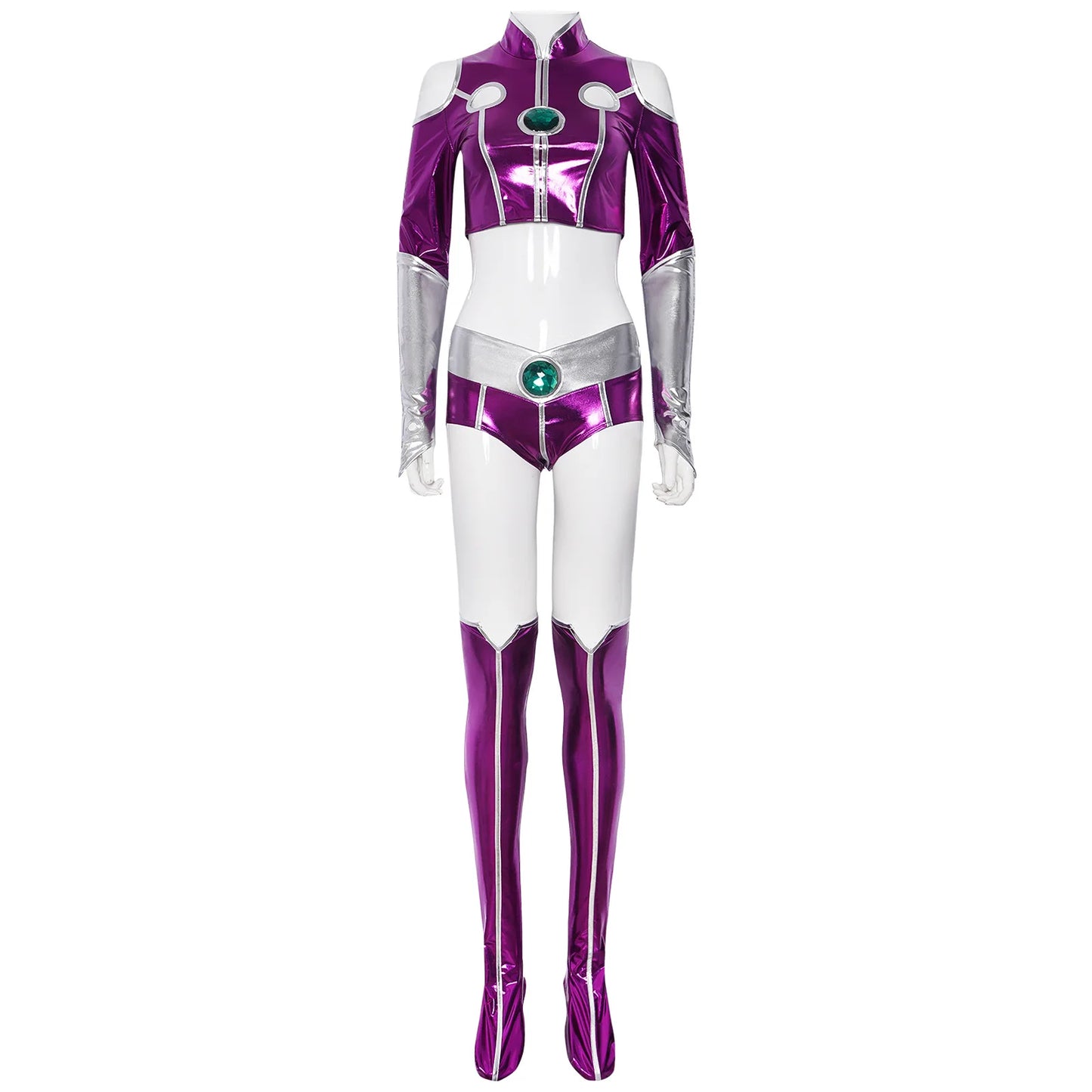 Female Superhero Cosplay Costume Stand-up Collar Cropped Top Shorts Halloween Party Outfit Anime Stage Performance Costume
