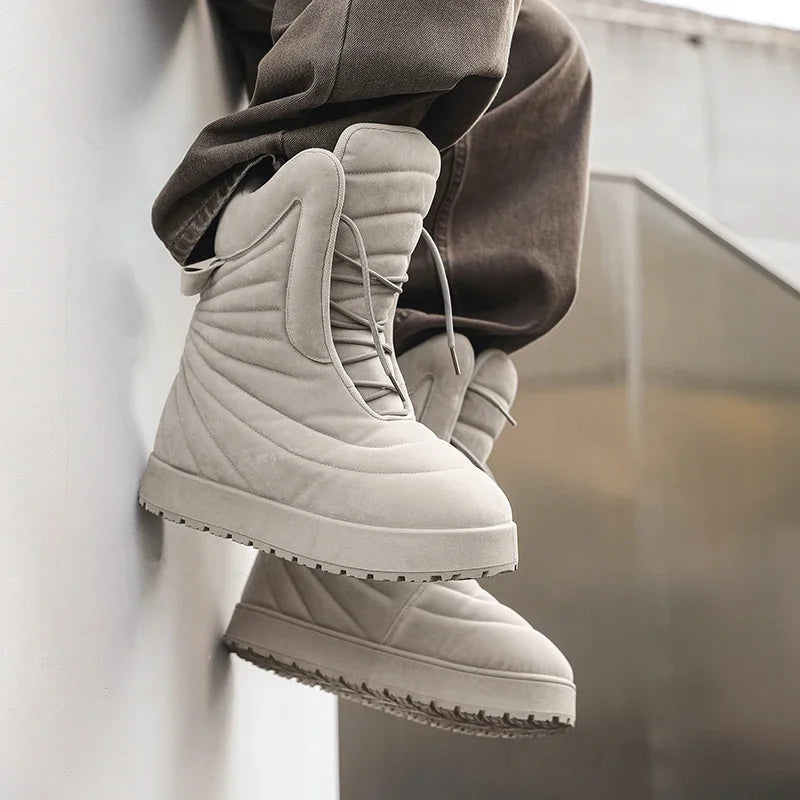 Winter Chukka Boots for Men Waterproof Snow Boots Warm Outdoor Boots Non Slip Durable Thick Sole Fashion Hiking Long Boots