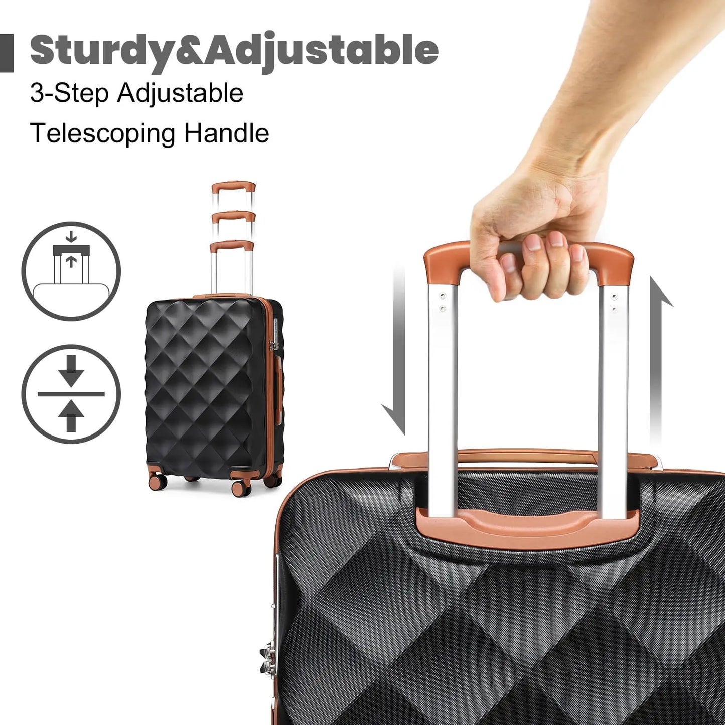 British Traveller Lightweight Hard Shell Suitcase - 13" 20" 24" 28" Cabin & Checked Luggage with 360° Spinner Wheels & TSA Lock