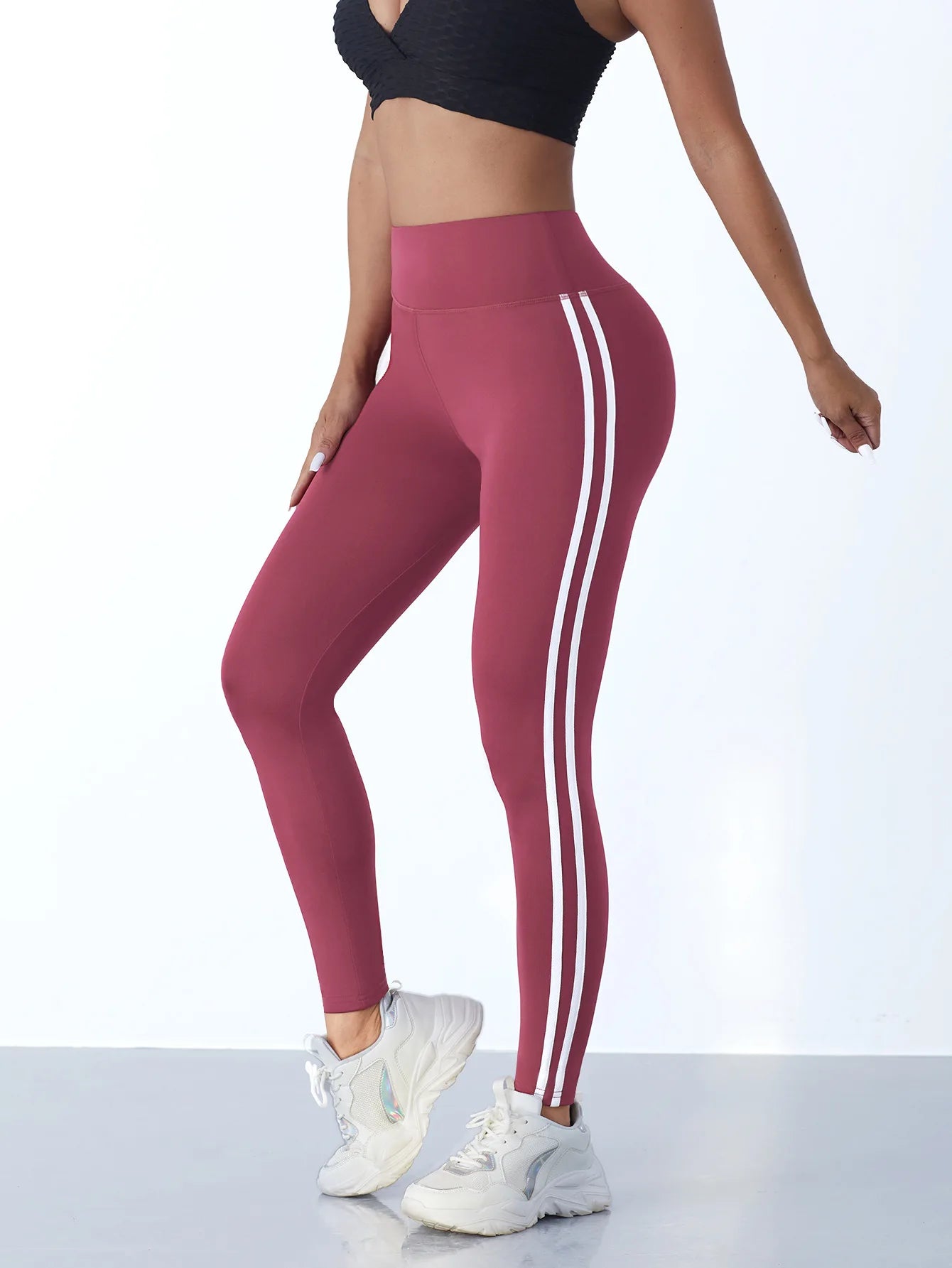 Yoga Leggings Women Striped Slim Sports Pants High Waist Hip Liftting Casual Tight Workout Running Stretchy Athletic Gym Legging