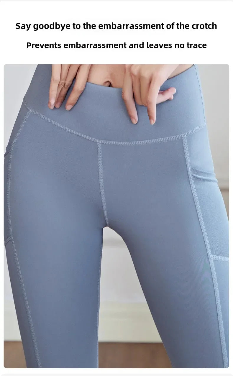 Training Leggings with Pockets for Women - High Elastic Yoga Pants Tummy Control High Waist 4-Way Stretch Gym Workout  Athletic