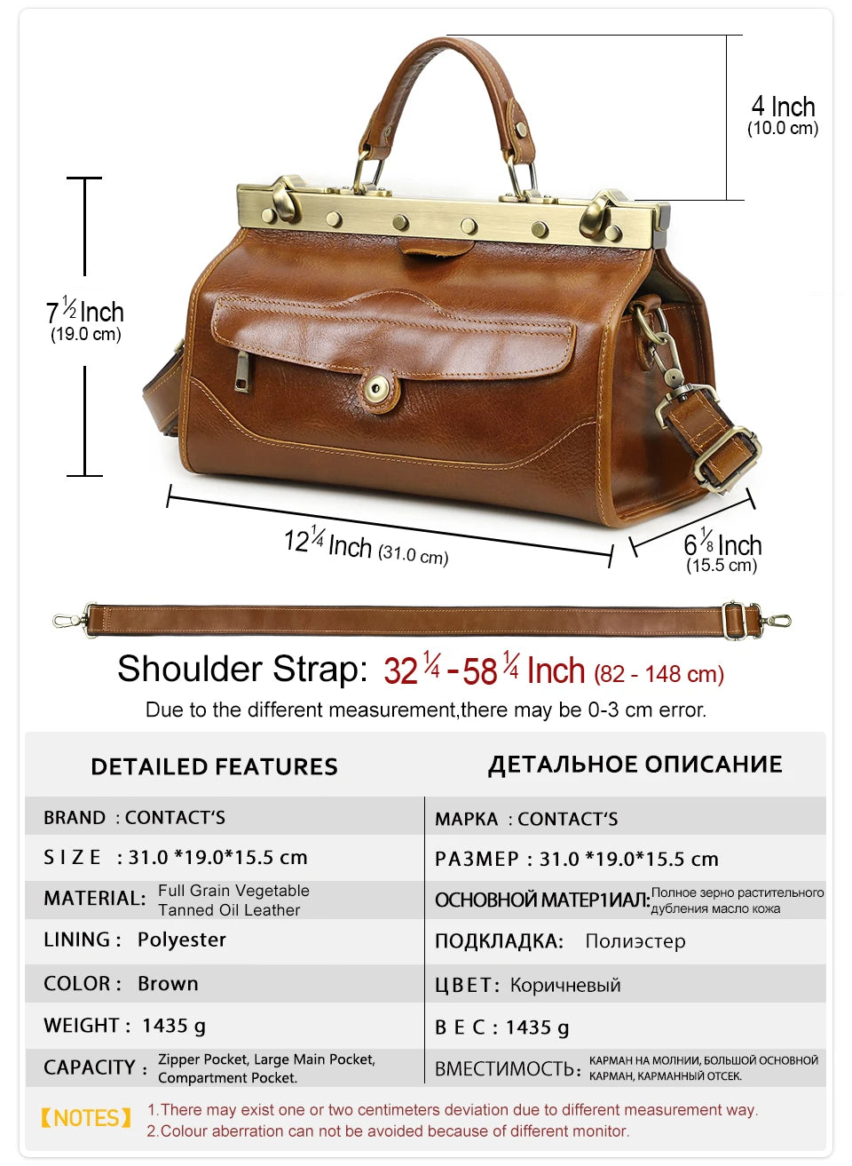 CONTACT'S Genuine Leather Top Handle Bags for Women Sling Shoulder Bags Tote Bag Handbags Metal Frame Female Bags Office Ladies
