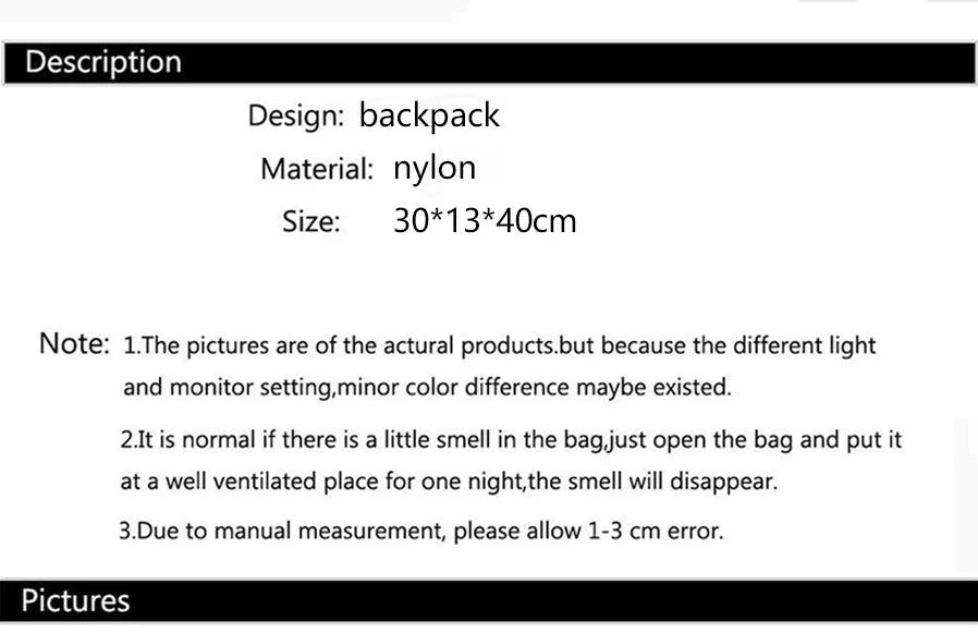 School Large Capcity Nylon Solid Color Backpack Handbag Pencil Case Casual Fashion Shoulder Bag For Women