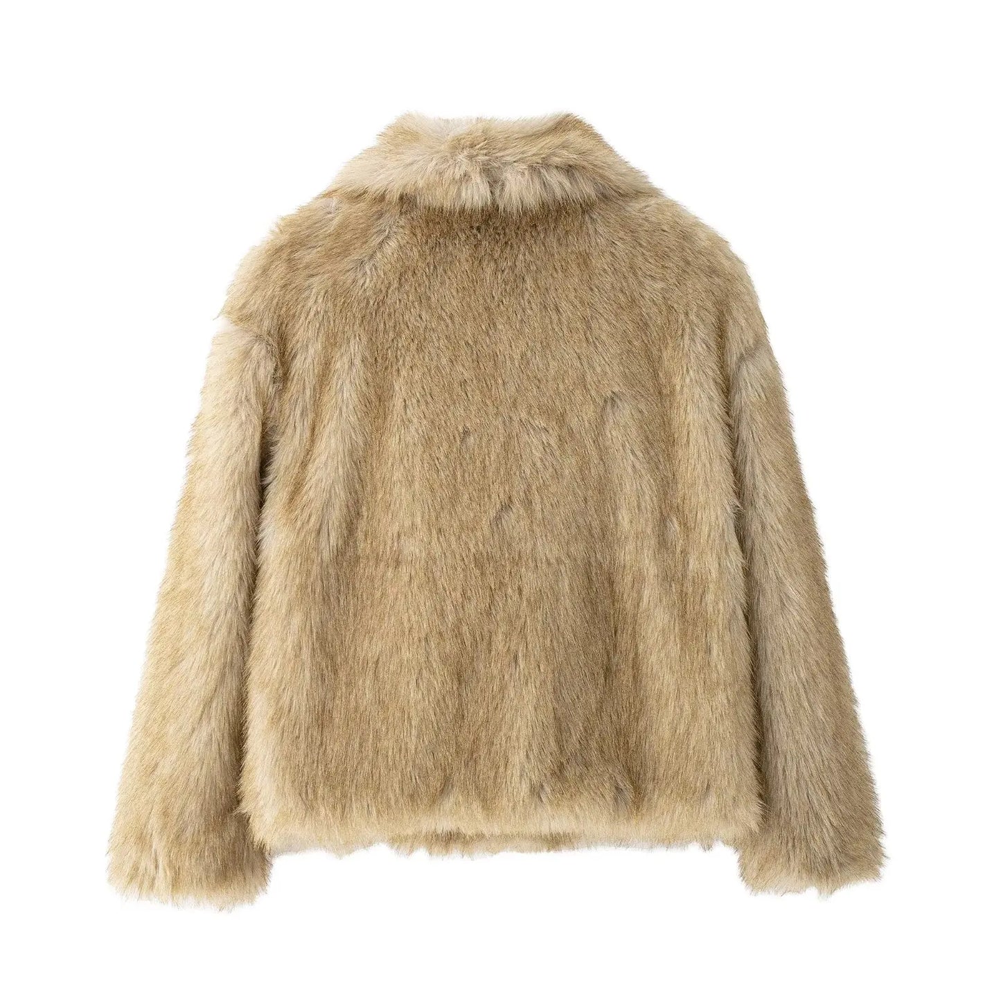 HH 2025 Winter Coats For Women New Artificial Fur Effect Loose Cropped Coat Female Versatile Streetwear Women's Cardigan