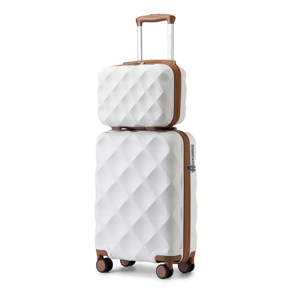 British Traveler 2 Piece Luggage Set | Cabin Case with TSA Lock & Toilet bag | 4 Double Rollers | 31 + 54 cm