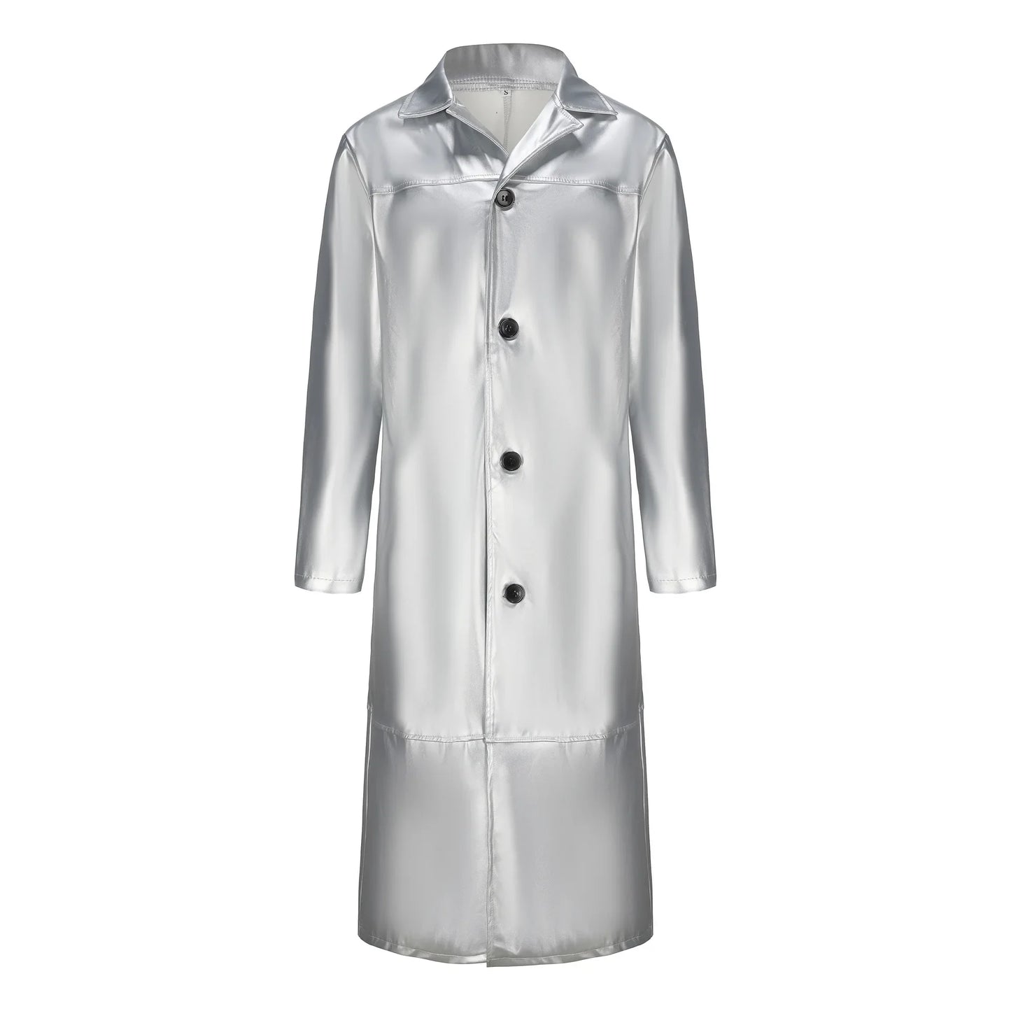 2026 New Men's Long Leather Jackets Goth Punk Button Trench Coat Solid Lapel Collar Long Pu Windbreaker Winter Leather Coats