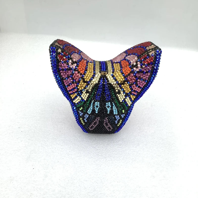 XIYUAN Butterfly Shaped Crystal Evening Bags Women Sparkling Rhinestone Clutch Purse Wedding Party Bridal Handbag Black Diamonds