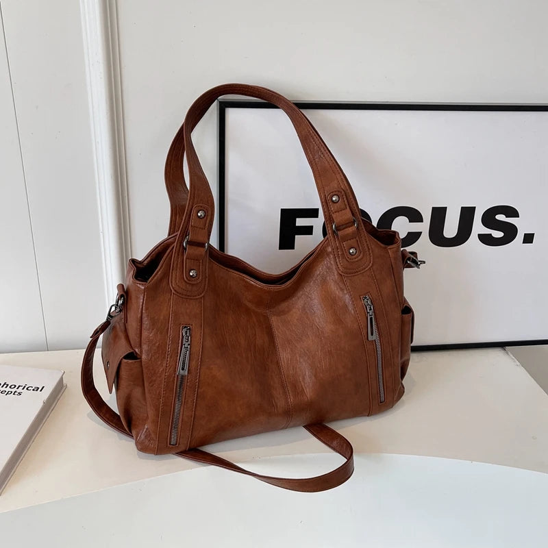 Daily Business Commuting Large Capacity Tote Hand Bags Soft Leather Shoulder Crossbody Bags for Women Handbags Sturdy Durable