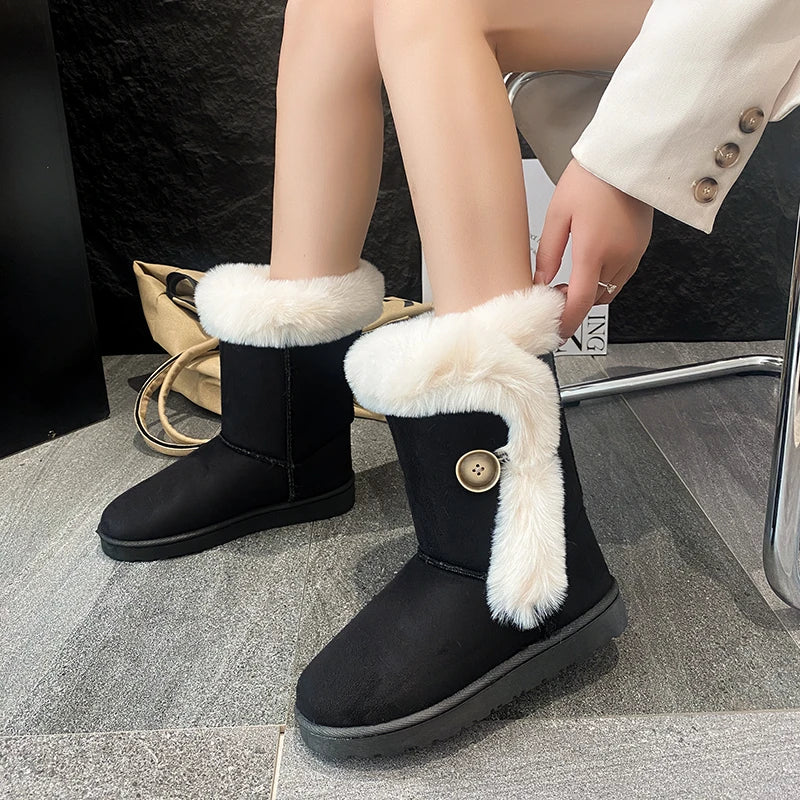 Winter New Round Toe Comfortable and Casual Snow Boots Fashionable Shallow Mouth Sexy and Lightweight Midsole Boots for Women