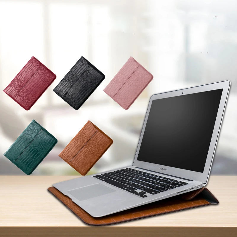 Engrave Name Crocodile Pattern Laptop Sleeve Bag Leather Luxury Waterproof Laptop Bag Fashion Notebook Computer Storage Bags