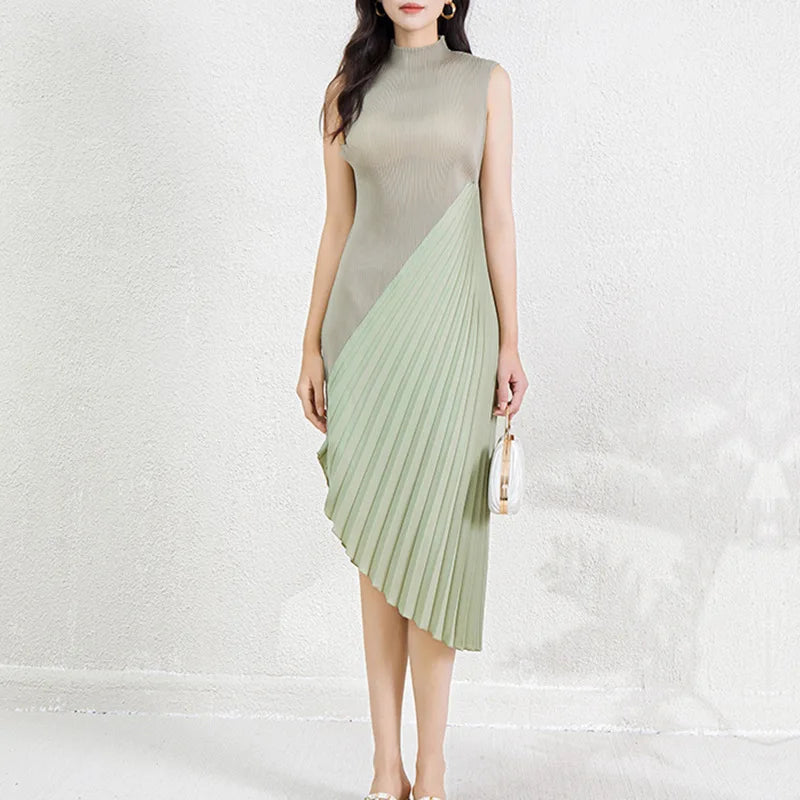 High-end women's summer dresses, sophisticated and stylish new styles, solid color, irregular patchwork, elegant evening gowns.