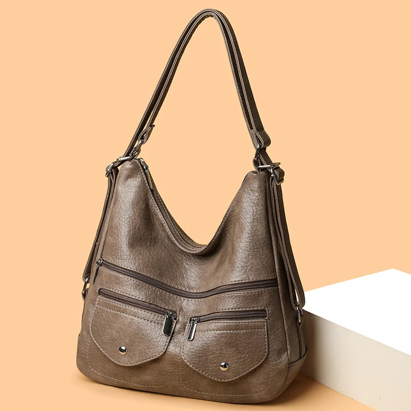 High Quality Large Capacity 3 In 1Women Backpack Luxury Soft Leather Shoulder Crossbody Bag For Women Fashion Ladies Handbag Sac
