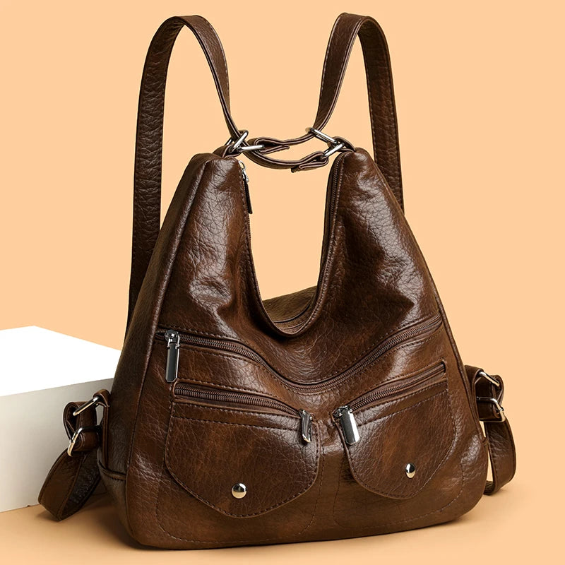 High Quality Large Capacity 3 In 1Women Backpack Luxury Soft Leather Shoulder Crossbody Bag For Women Fashion Ladies Handbag Sac