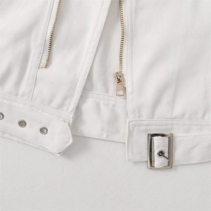 2025 New Women's Denim Tank Top Jacket Fashion Spring Summer Zipper White Sleeveless Tank Tops Female Jeans Coat
