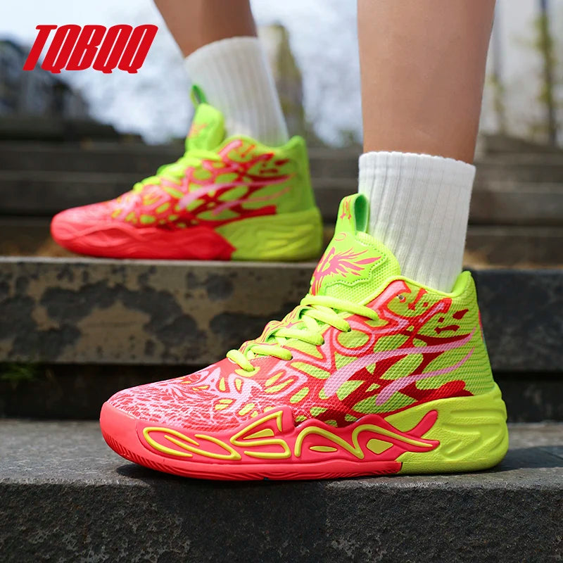 High Top Basketball Shoes for Men Women Anti-Slip Outdoor Sports Sneakers Breathable Athletic Training Shoes for Gym Running