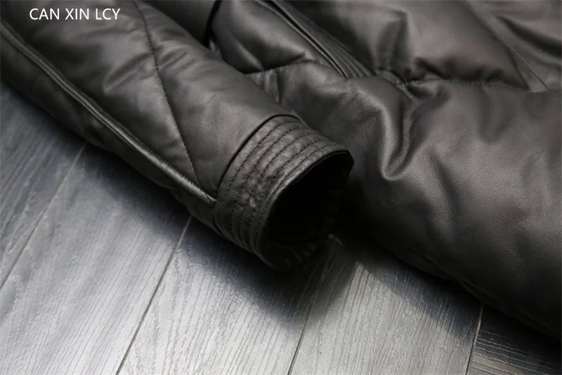 High End Leather Jacket New Women Autumn Winter Long PU Leather Windbreaker With Belt Female Down Cotton Coat Thick Warm Parkas