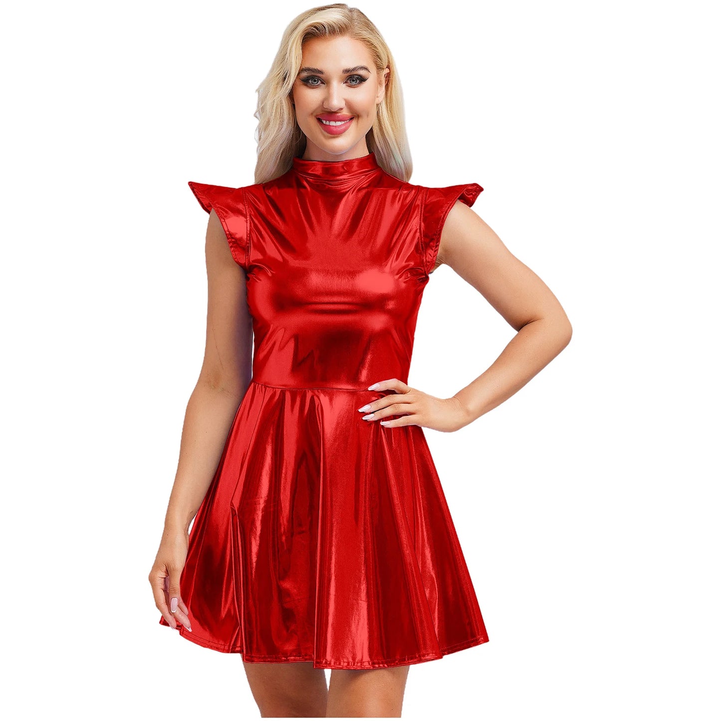 Womens Astronaut Alien Outer Space Alien Robot Cosplay Dress Halloween Cutie Costume Sequin Metallic Shiny A-line Mini Dresses