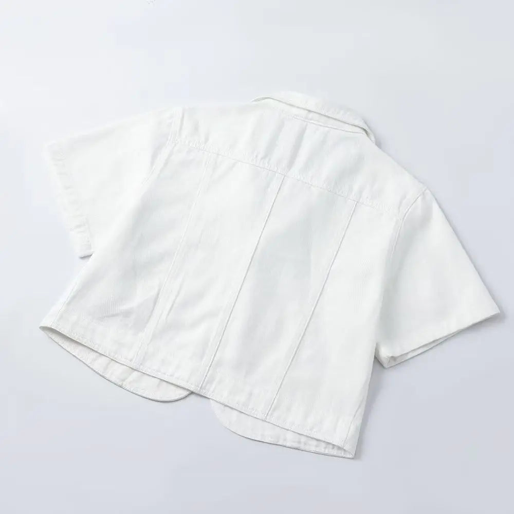 Summer New White Casual Short-sleeved Denim Jacket 2026 Women Short Blouse Shawl Waistcoat Female Jaqueta Jeans Feminina