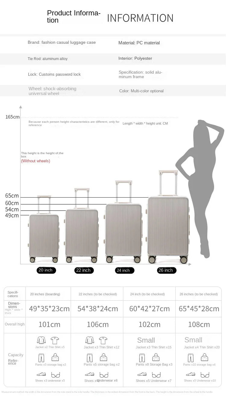Sturdy Aluminium Frame Suitcase 28 inch Large Size Drop-resistant Trolley Case Business Suitcase 20 inch Boarding Box TSA lock