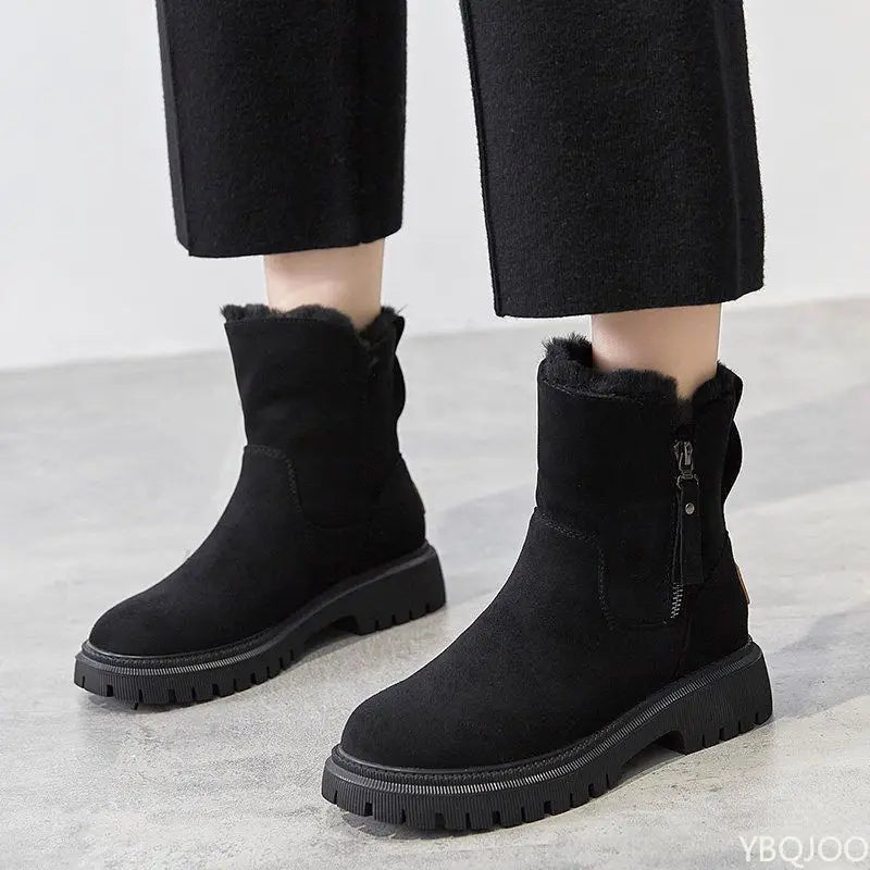 Large Size Winter Fashion Thick Sole Height Increasing and Plush Thick Women's Boots New Warm and Versatile Women's Short Boots