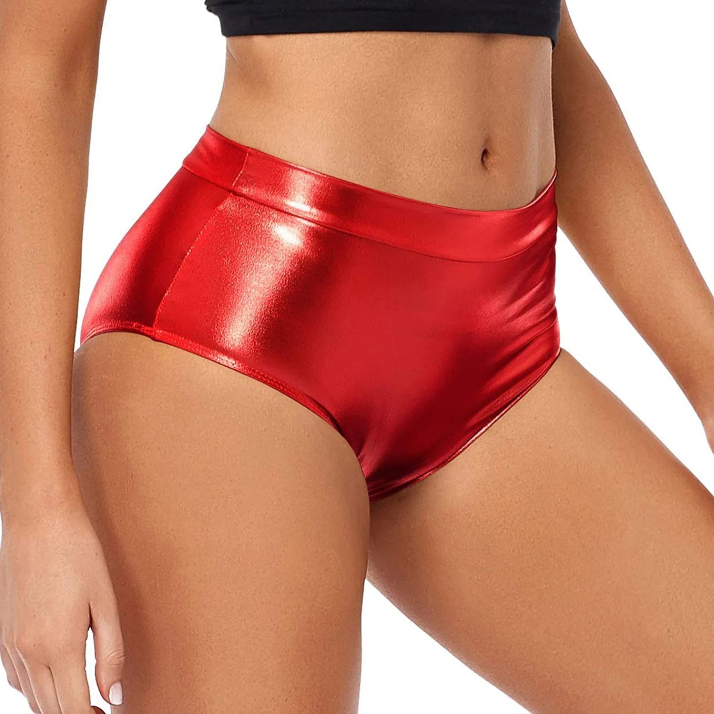 Women Metallic Booty Shorts Boxer Briefs Shiny Panties Hot Pants Clubwear Party Costume Music Festival Rave Pole Dancing Bottoms