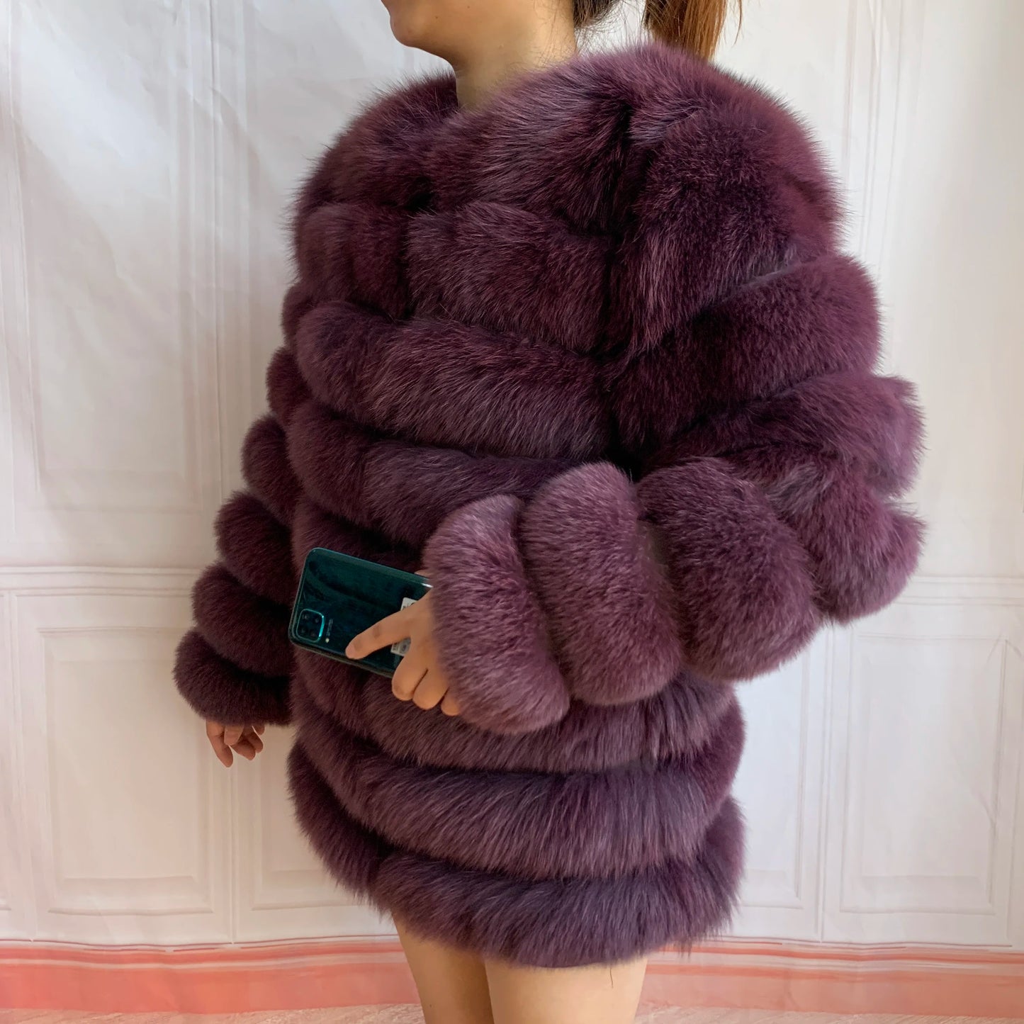 NEW Style Length Sleeves 4in1 Real Fur Coats Women Natural Real Fur Jackets Vest Winter Outerwear Women Fox Fur Coat Quality Fur