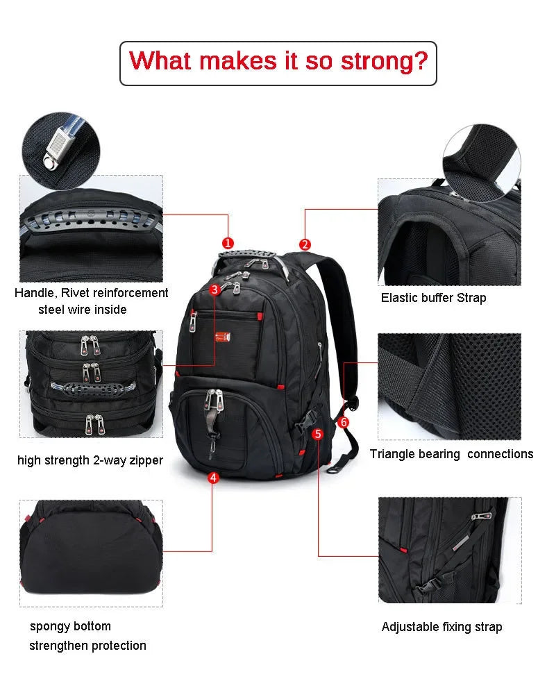2026 Swiss-Multifunctional bags Durable 17 Inch Laptop Backpack, Travel Bag,College Bookbag,USB Charging Port,Water Resistant