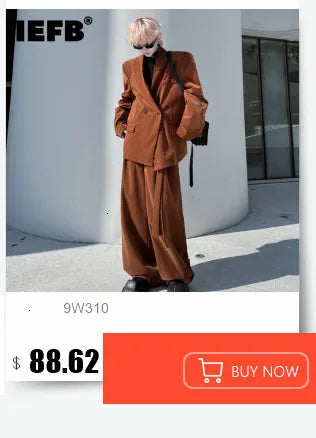 IEFB Niche Design Men's Two-piece Collarless Embroidery Blazer Loose Straight Suit Pants Contrast Color Male Sets New 9C7485