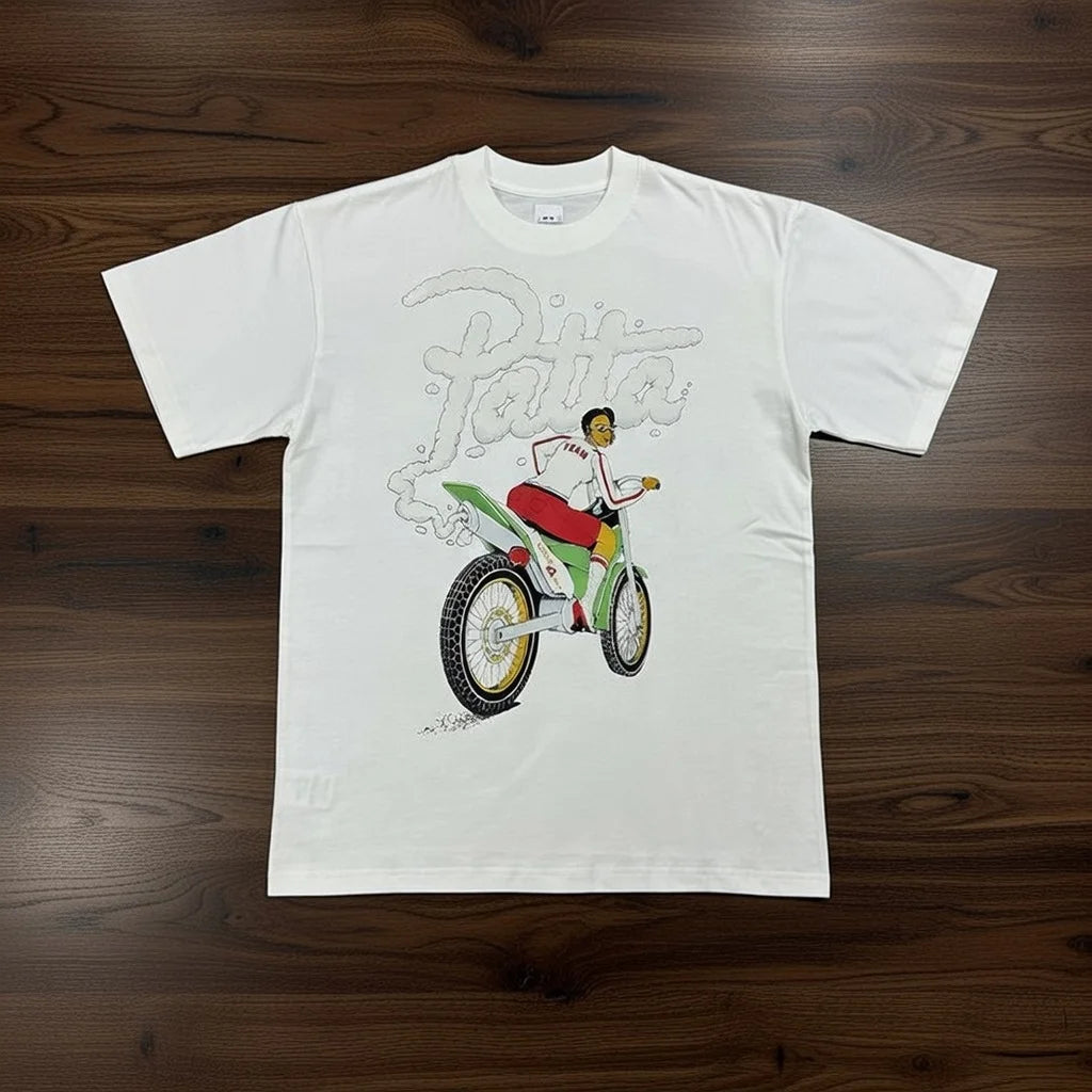 New Arrival Patta Tshirt American Street Style with Palm Tree Star Print Man Short Sleeve Tops