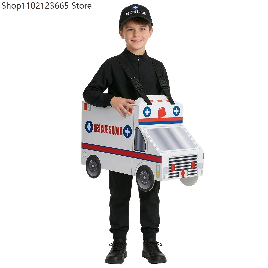 Halloween Carnival Enfant Construction Vehicle Police Car Costume Niño Ambulance Onesie Kindergarten Fire Truck Performance Suit