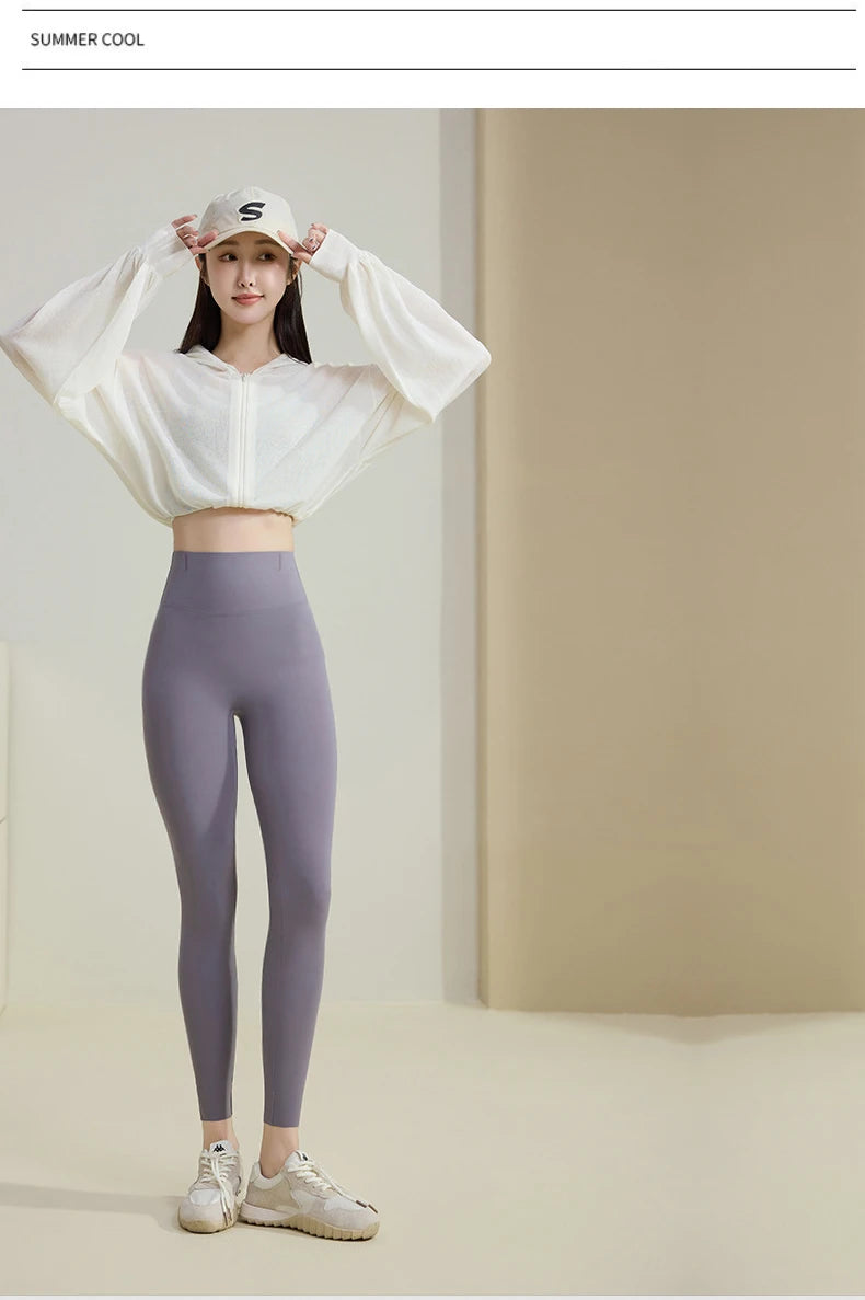 BIVIGAOS Spring Summer Back Pocket Nude Feel Sharkskin Leggings Women Fish Bone High Waist Push Up Sport Fitness Running Legging