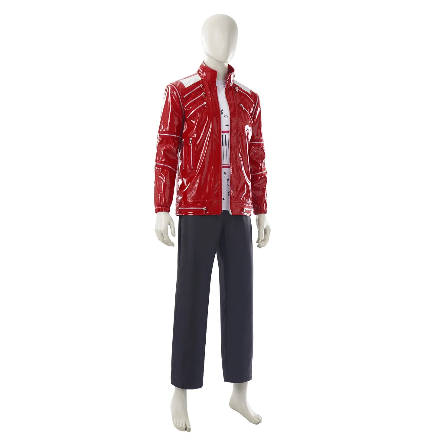 Red Zipper Michael Jackson MJ Beat It Jacket for Impersonators PU Leather Punk Casual Coat Halloween Stage Christmas Outwear