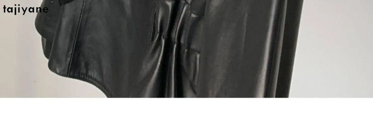 TAJIYANE Real Sheepskin Leather Jacket Woman Short Elastic Waist Suit Jacket Fashion Belted Coat Autumn Women Clothing 2026 가죽자켓