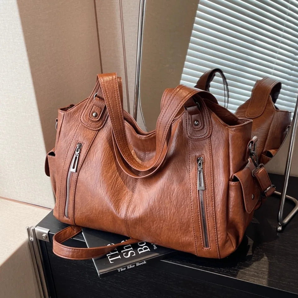 Daily Business Commuting Large Capacity Tote Hand Bags Soft Leather Shoulder Crossbody Bags for Women Handbags Sturdy Durable