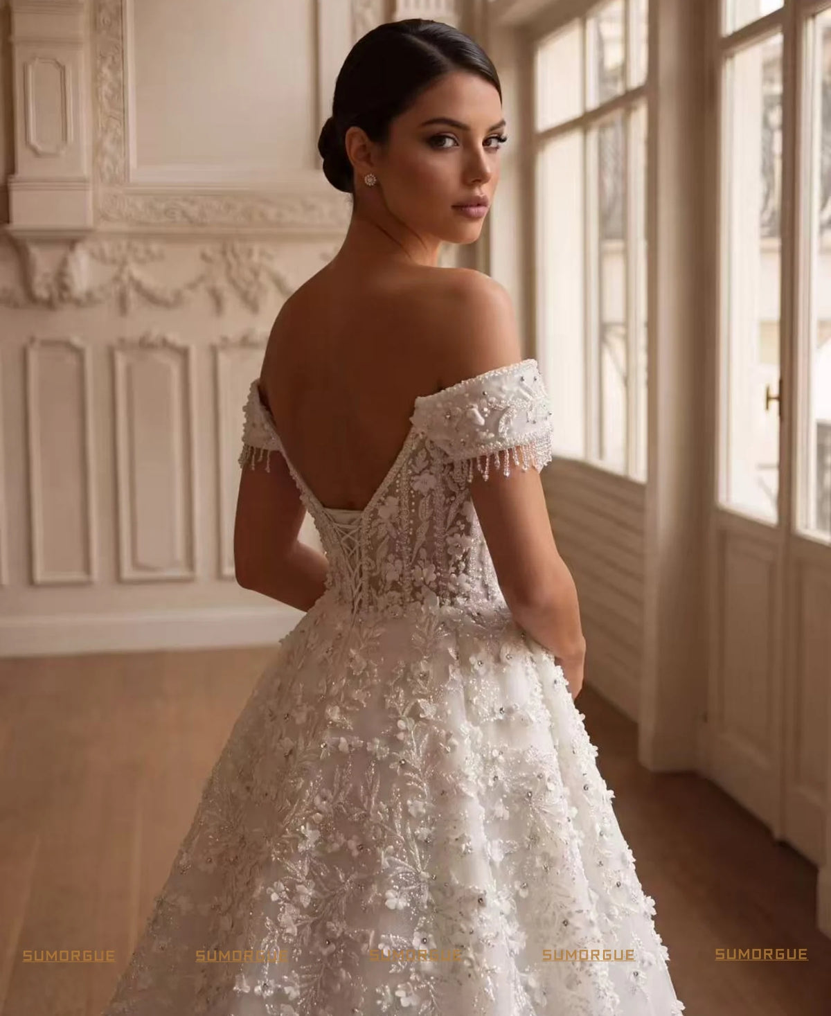Luxury Sweetheart Off Shoulder Wedding Dress A-line Lace Princess Ball Dress Bride Dress High-end Customized Vestidos De Novia