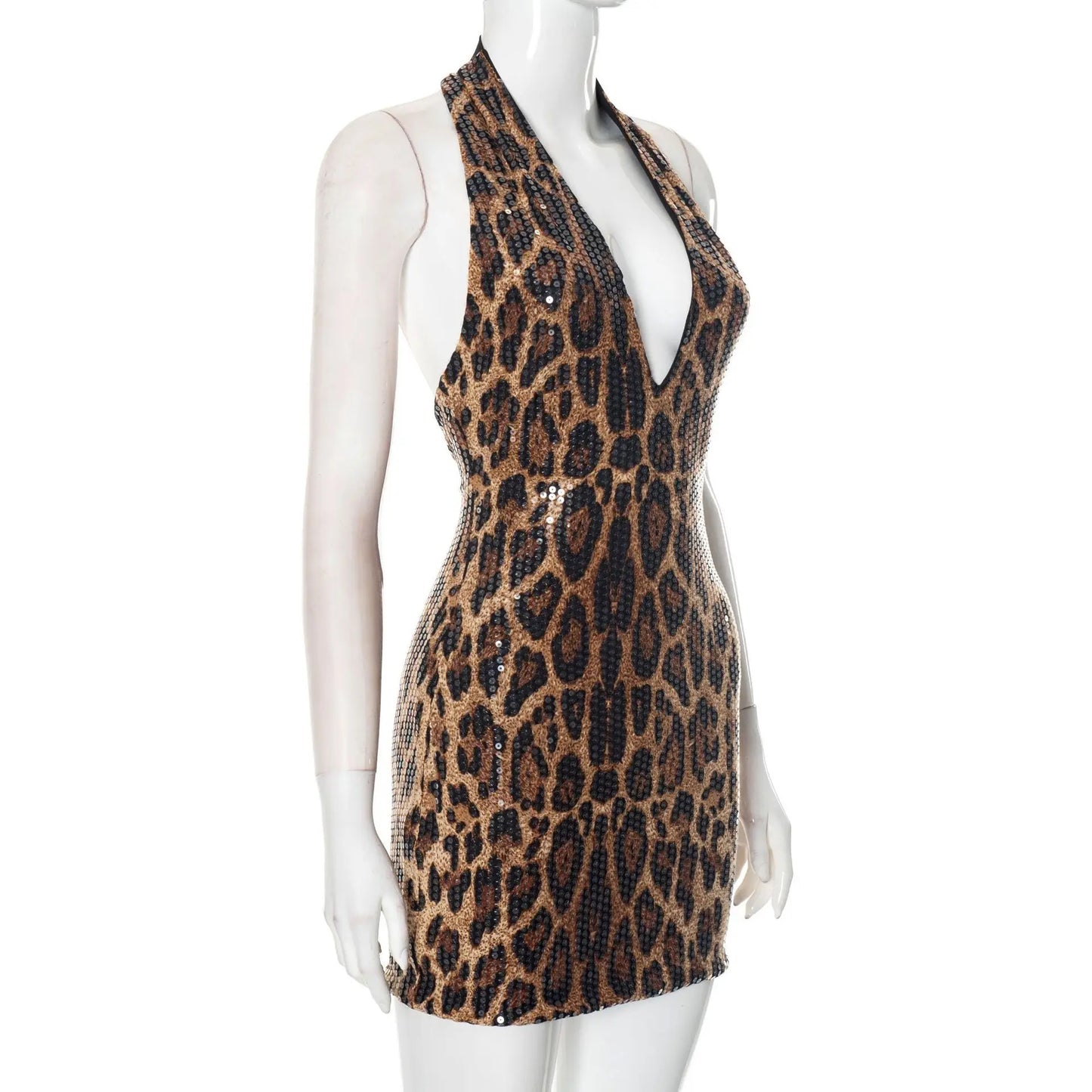 Sexy Dress Dresses 2025 Woman Vestidos Animal Print Backless Halter Neck Package Hip Sleeveless Wild Hot Girl Style Street Wind