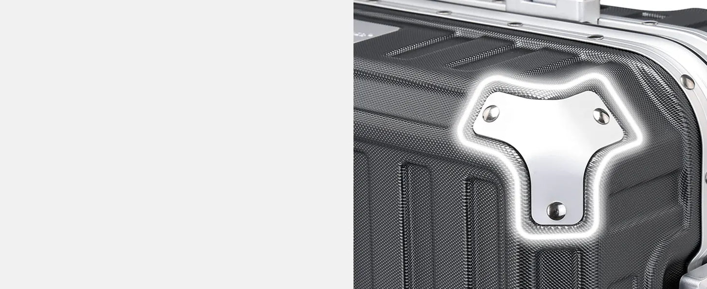 Hard Case Suitcase Trolley Aluminum Frame suitcase PC hand luggage with 4 Rolls TSA Check-in Luggage Trackcase Black