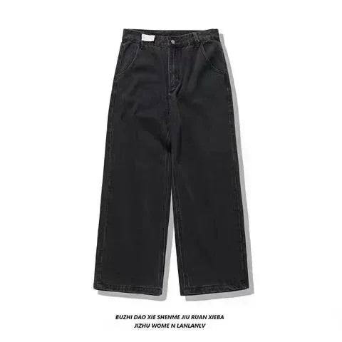 American Street Trend Letter Embroidered Loose Jeans Men Harajuku Y2K New Hip Hop Oversized Wide-leg Pants Unisex Mopping Jeans