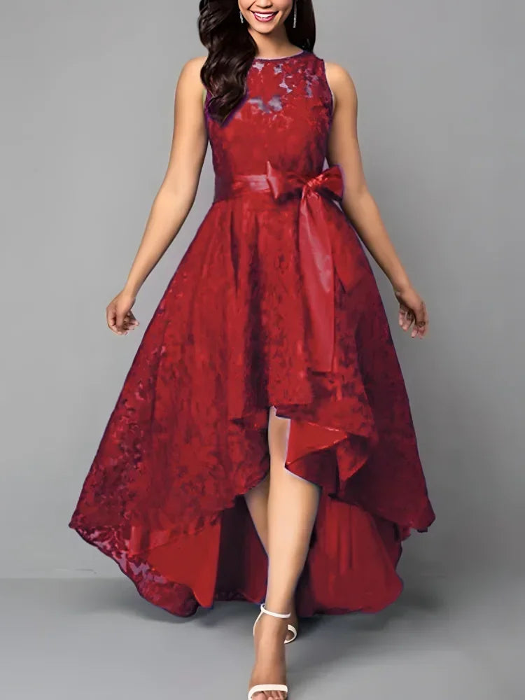 Women's Luxury Wedding Bridesmaid Dresses Elegant Lace Evening Sweet Party Dress Plus Size Slim High Waist Bow Maxi Dresses