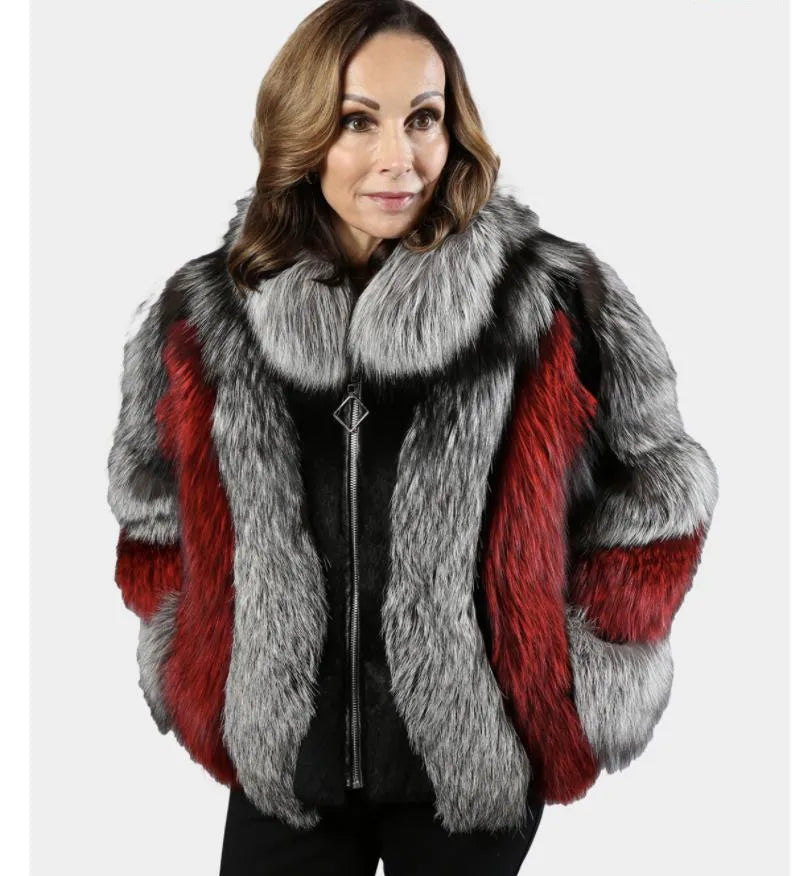 Women's Real Fox Fur Jacket, Warm and Fashionable in Winter