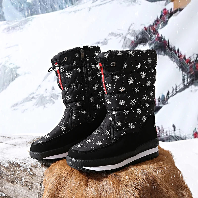 Autumn and Winter Cold-Proof Snow Boots for Men and Women, New Style, Fleece-Lined, Thickened, Non-Slip Cotton Shoes, Waterproof