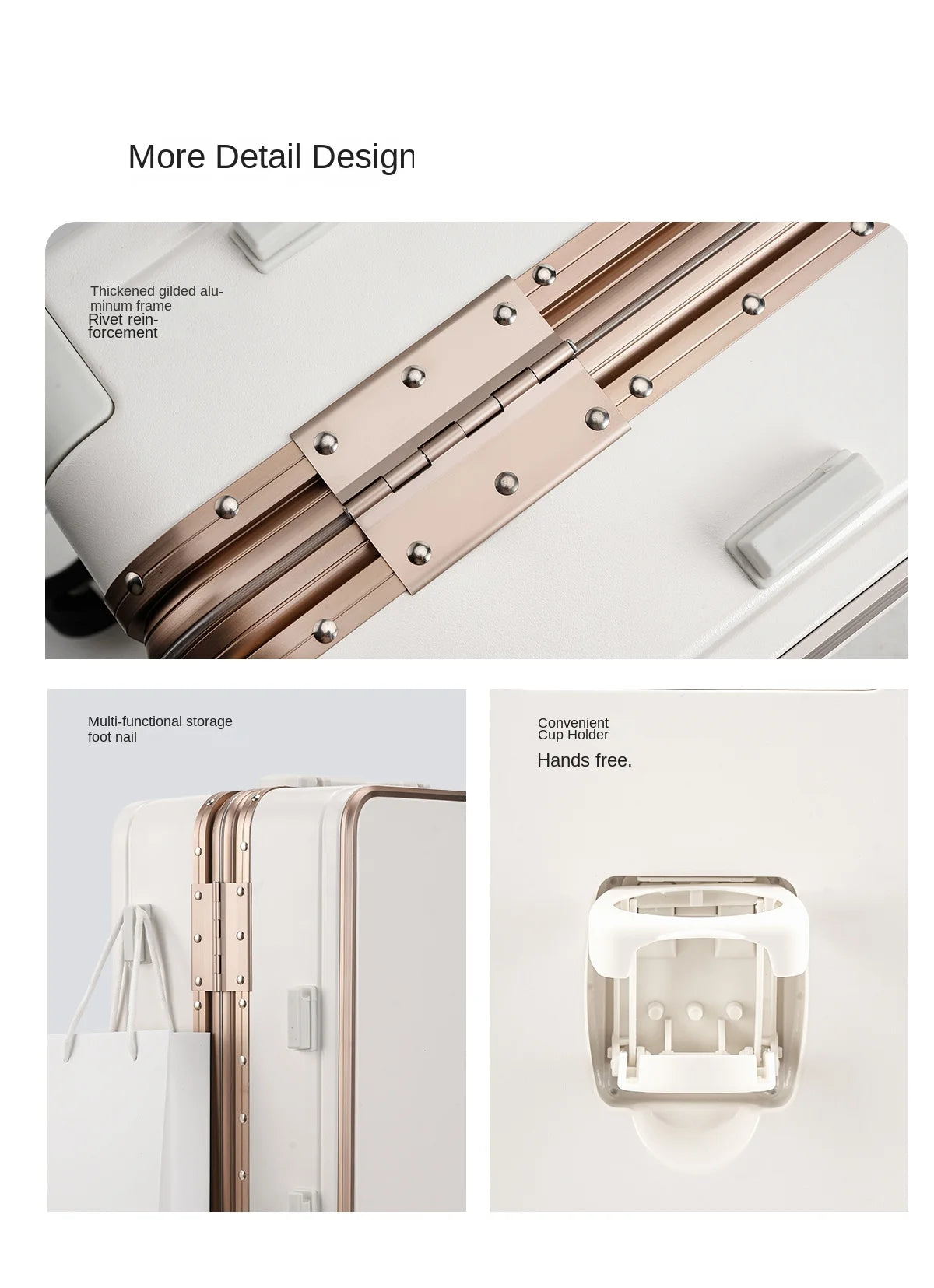Gilding Aluminum Frame Suitcase Thickened PC Multifunctional 20 inch Boarding box Morandi Color Series 24/ 26 inch Trolley Case