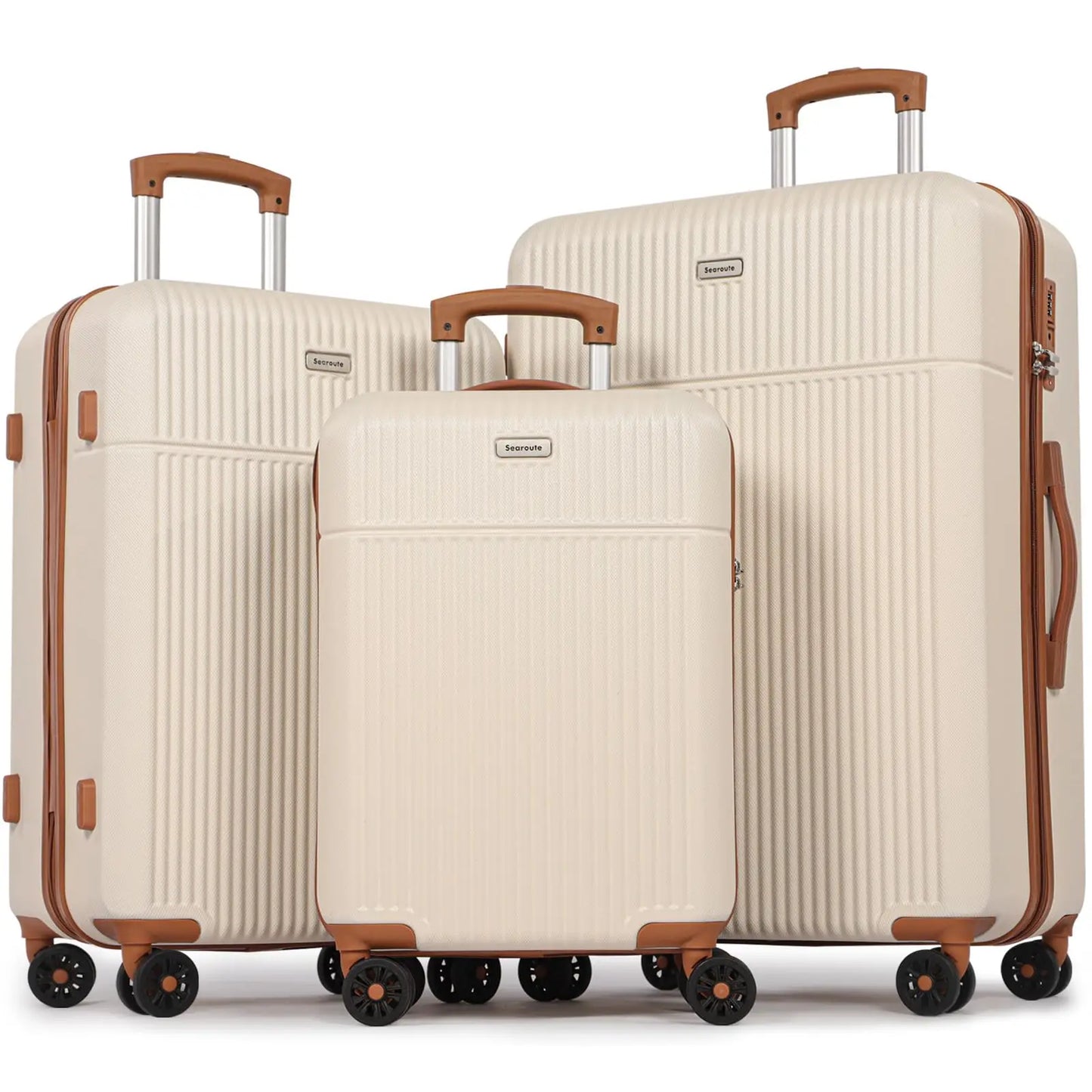 Luggage Sets Suitcase ABS Hard Shell Carry-On Hand Cabin with 4 Double Spinning Wheels & TSA- Lock 3 Piece Set (21"24"28")