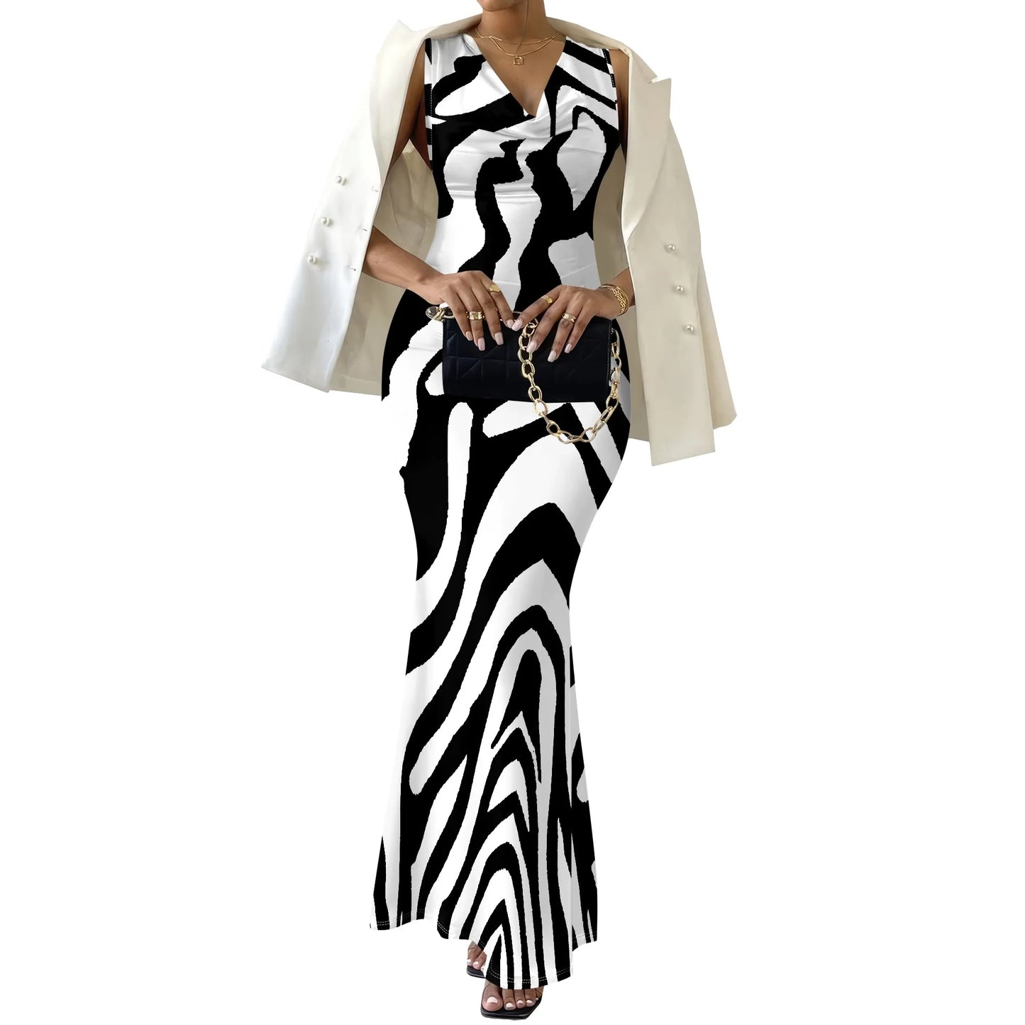 Womens Sexy Casual Dresses Colorful Geometric Off-Shoulder Maxi Dress  Artistic Party Evening Resortwear Swing Neck Dress