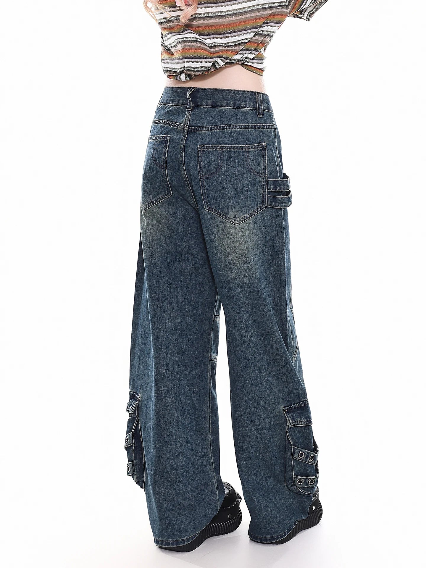 Street Style Orange Jelly Jeans Women's Loose Casual Wide Leg Pants Vintage Feel Comfortable Fit Spring Season Ladies Jeans