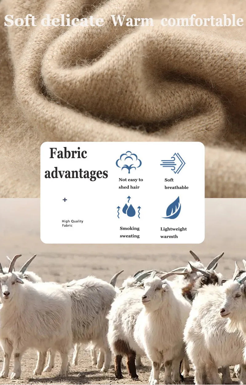 Men's 100% pure Cashmere Sweater High Lapels Pullovers Knitted Wool Winter New Tops Long Sleeve High-End Jumpers